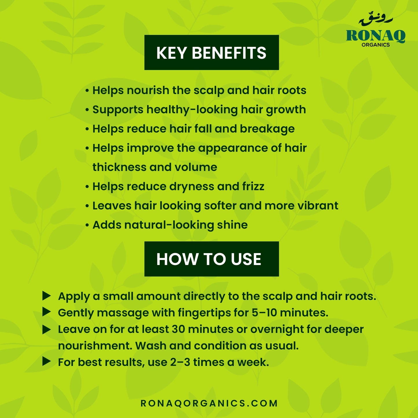 Ronaq Hair Oil Pack of 2 | 100% Herbal Hair Growth & Hair Fall Care